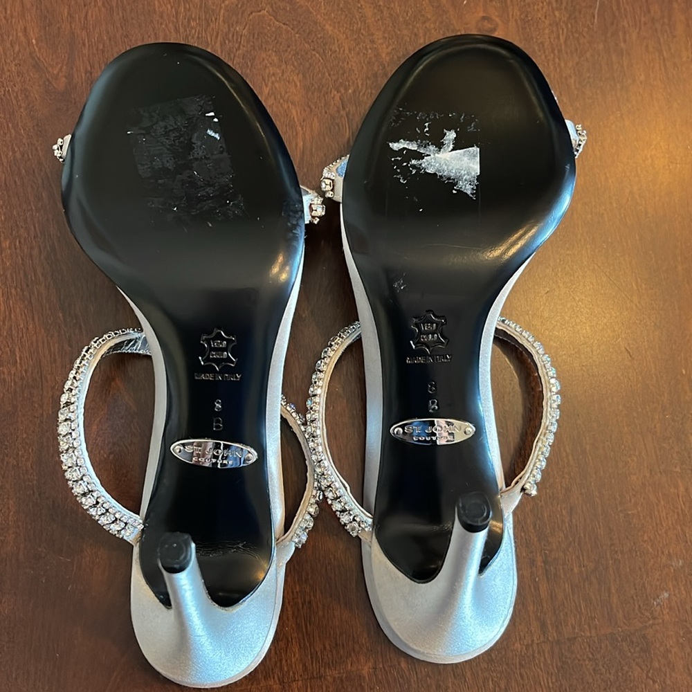 NEW ST. JOHN Couture Crystal Rhinestone Strappy Heels, sz 8B - Picture 8 of 9